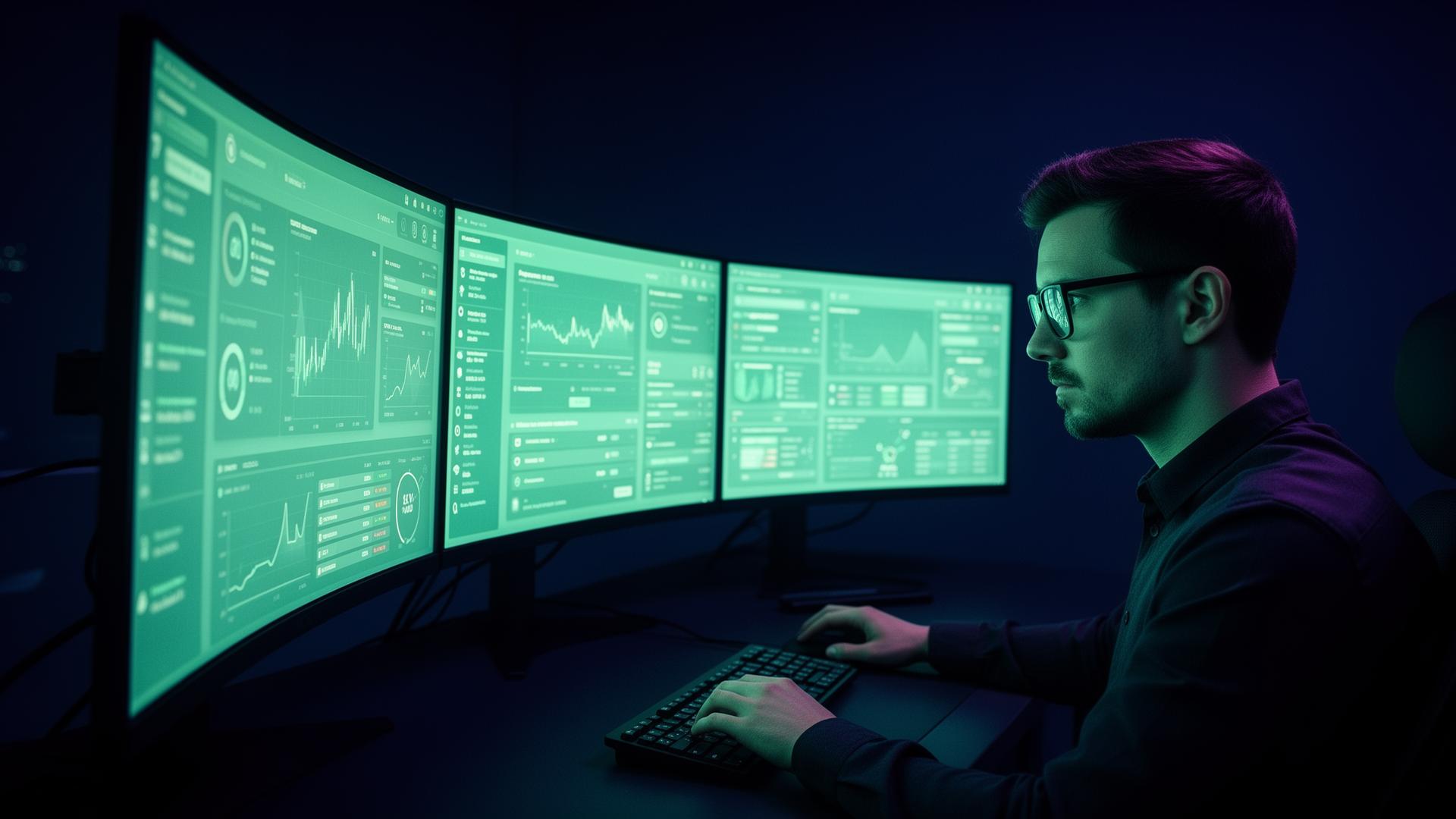 XACTTE security analyst monitoring threat dashboards inside a 24/7 security operations center